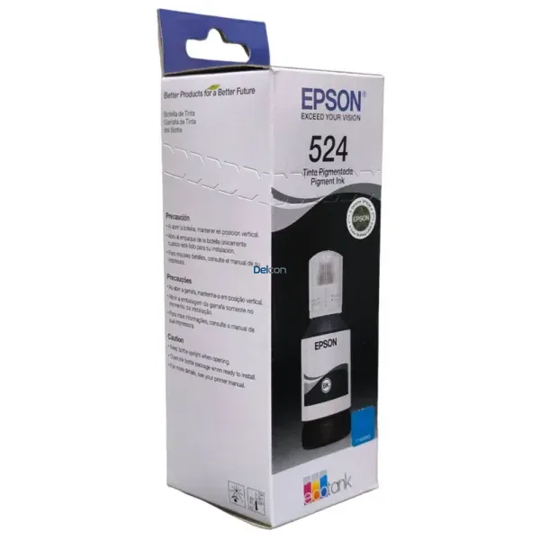 Botella De Tinta Epson T524120-AL [T524] Color Negro, Compatible Con Impresoras Epson EcoTank L15150 / L15160, Rendimiento 7.500 Páginas.