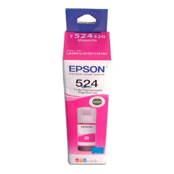 Botella De Tinta Epson T524320-AL [T524] Color Magenta, Compatible Con Impresoras Epson EcoTank L15150 / L15160, Rendimiento 6.000 Páginas.