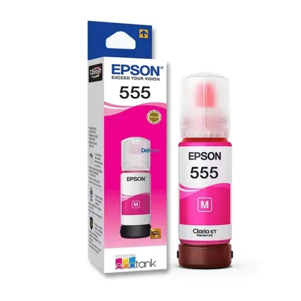 Botella De Tinta Epson T555320-AL [555] Color Magenta, Para Impresoras Fotográficas Epson EcoTank L8160 / L8180, Rendimiento 6.200 Páginas.