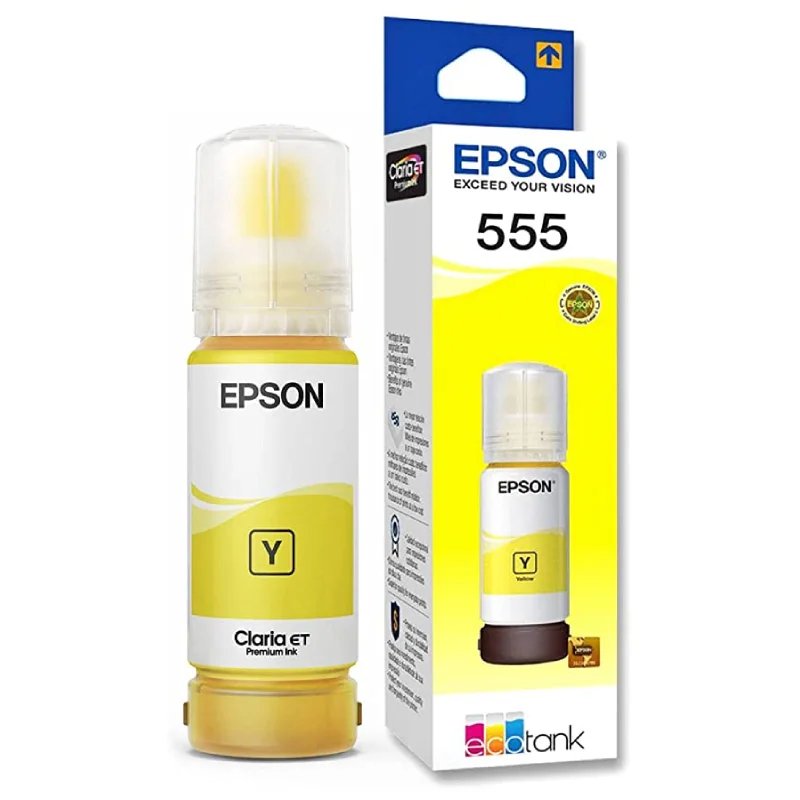 Botella De Tinta Epson T555420-AL [555] Color Amarillo, Para Impresoras Fotográficas Epson EcoTank L8160 / L8180, Rendimiento 6.200 Páginas.