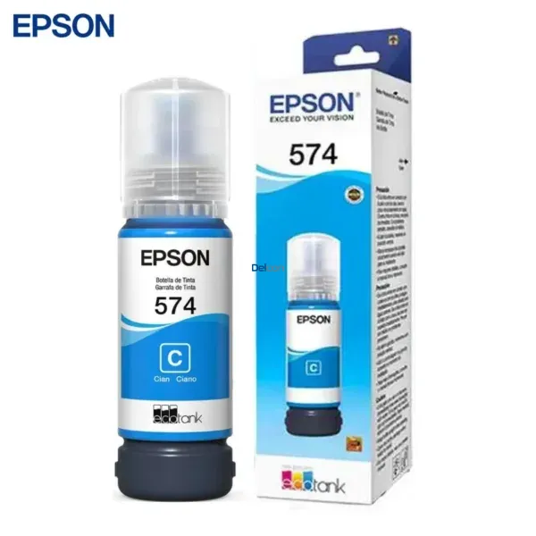 Botella De Tinta Epson T574220-AL [574] Color Cian, Para Impresoras Epson EcoTank L8050 / L18050, Rendimiento 7.300 Páginas.