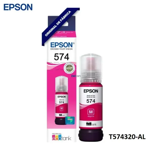 Botella De Tinta Epson T574320-AL [574] Color Magenta , Para Impresoras Epson EcoTank L8050 / L18050, Rendimiento 7.300 Páginas.