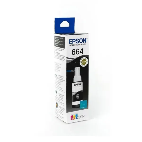 Tinta Epson T664120-AL EcoTank L210 / L220 / L310 / L350 / L365 / L380 / L395 / L455 / L475 / L495 / L575 Color Negro, Rendimiento 4.000 Páginas.