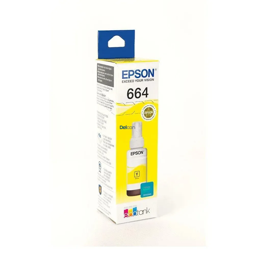Tinta Epson T664420-AL EcoTank L210 / L220 / L310 / L350 / L365 / L380 / L395 / L455 / L475 / L495 / L575 Color Amarillo, Rendimiento 4.000 Páginas.