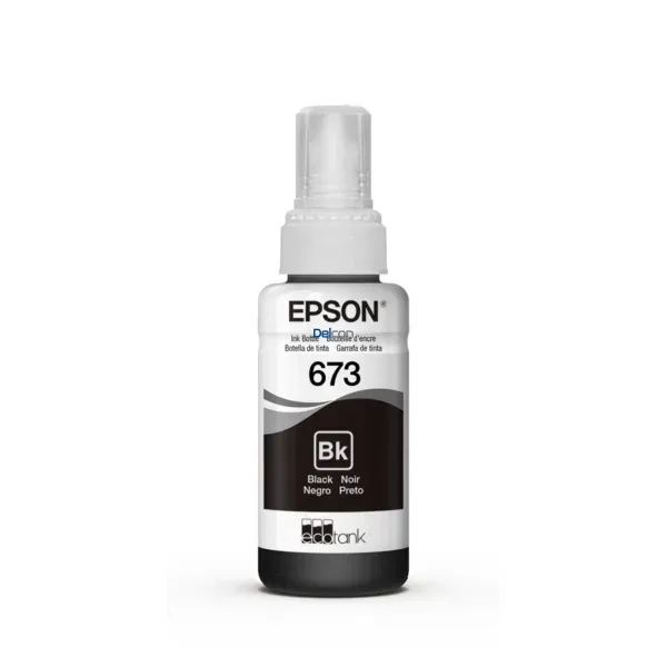 Botella De Tinta Epson T673120-AL [673] Color Negro, Para Impresoras Epson EcoTank L800 / L805 / L810 / L850 / L1800, Rendimiento 4.000 Páginas.