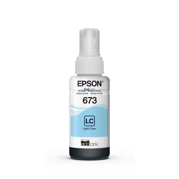 Botella De Tinta Epson T673520-AL [673] Cian Claro, Para Impresoras Epson EcoTank L800 / L805 / L810 / L850 / L1800, Rendimiento 6.500 Páginas.