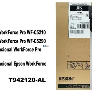 Tinta Epson T942120-AL [R04X] Color Negro, Para Impresoras Epson WorkForce Pro WF-C5210 / WF-C5290 / WF-C5710 / WF-C5790, Rendimiento 10.000 Páginas.