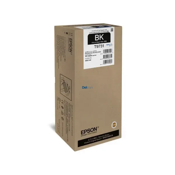 Bolsa De Tinta Epson T973100 [T9731] Color Negro, Para Impresoras Epson WorkForce Pro WF-C869R / PX-S7070X / PX-M7070FX, Rendimiento 22.500 Páginas.