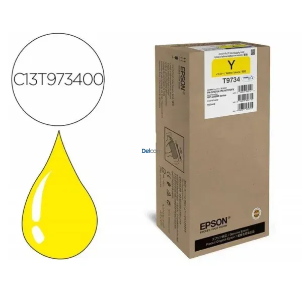 Bolsa De Tinta Epson T973400 [T9734] Color Amarillo, Para Impresoras Epson WorkForce Pro WF-C869R / PX-S7070X / PX-M7070FX, Rendimiento 22.000 Páginas.