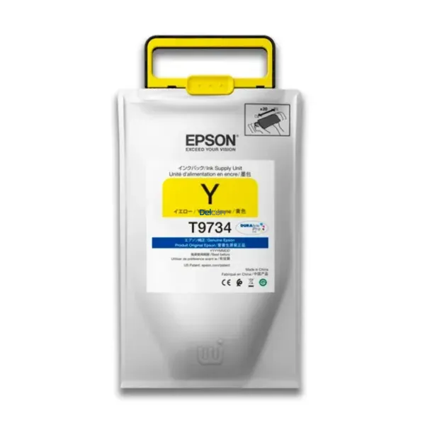 Bolsa De Tinta Epson T973400 [T9734] Color Amarillo, Para Impresoras Epson WorkForce Pro WF-C869R / PX-S7070X / PX-M7070FX, Rendimiento 22.000 Páginas.