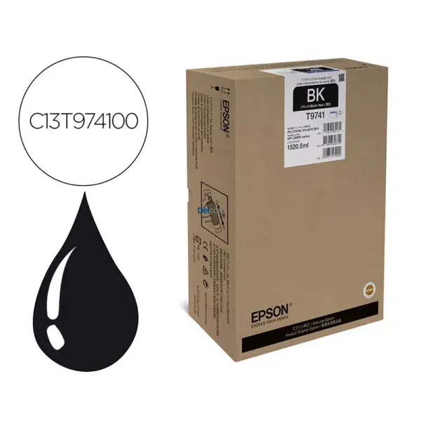 Bolsa De Tinta Epson T974100 [T9741] Color Negro, Para Impresoras Epson WorkForce Pro WF-C869R / PX-S7070X / PX-M7070FX, Rendimiento 84.000 Páginas.