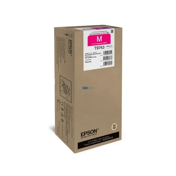 Bolsa De Tinta Epson T974300 [T9743] Color Magenta, Para Impresoras Epson WorkForce Pro WF-C869R / PX-S7070X / PX-M7070FX, Rendimiento 84.000 Páginas.