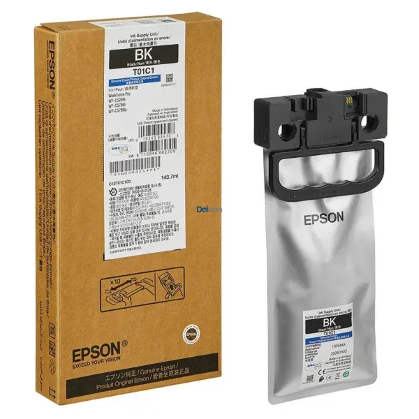 tinta-epson-workforce-pro-wf-c529r-c579r-t01c100-color-negro-original Bolsa De Tinta Epson T01C100 Color Negro, Para Impresoras Epson WorkForce Pro WF-C529R / WF-C579R Series, Rendimiento 10.000 Páginas.