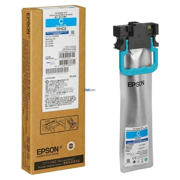Bolsa De Tinta Epson T01C200 (T01C2) Color Cyan, Para Impresoras Epson WorkForce Pro WF-C529R / WF-C579R Series, Rendimiento 5.000 Páginas.