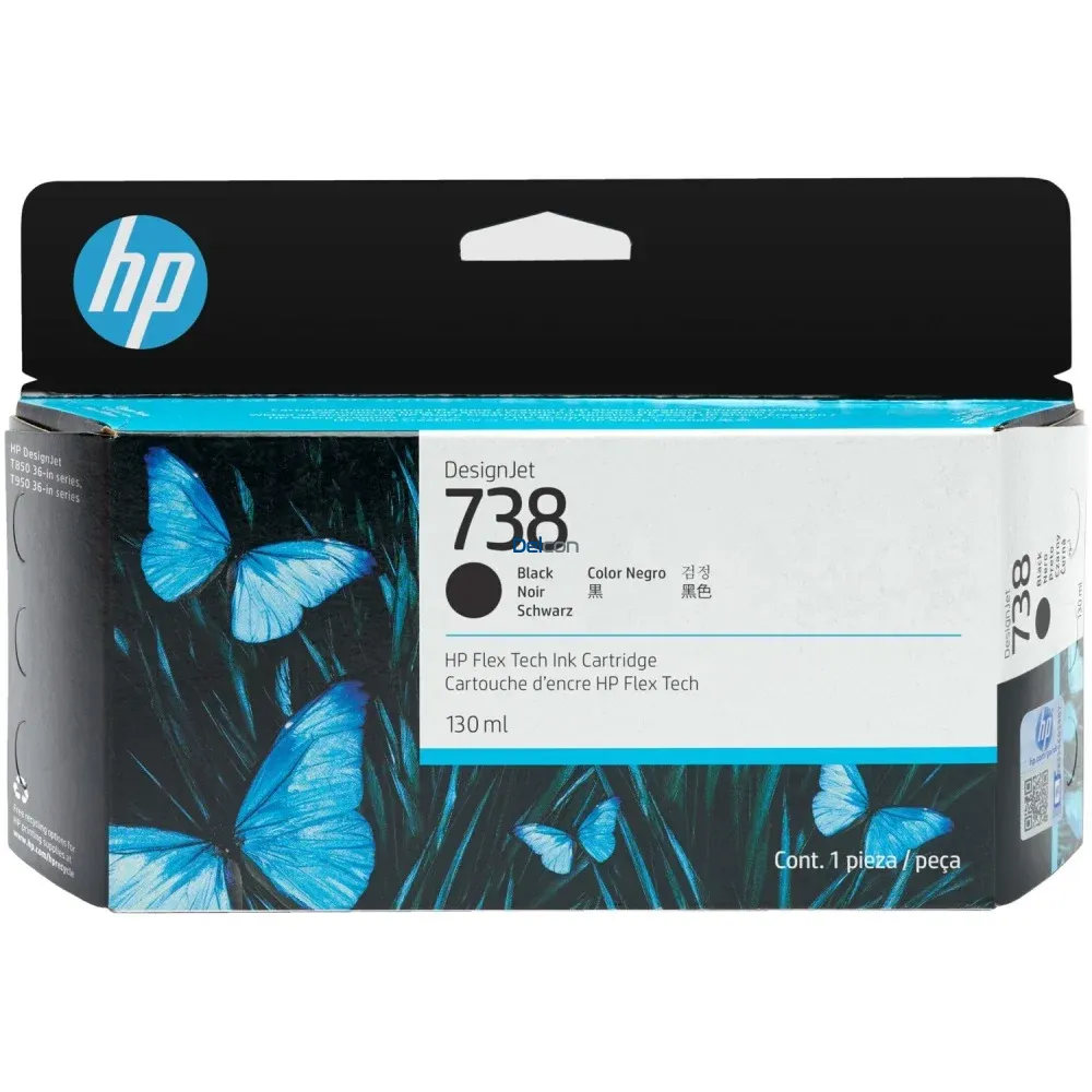 Cartucho De Tinta Hp 498N4A (738) Color Negro, Para Impresora e Plotter Multifunción Hp DesignJet T850 / T950 MFP Series, Contenido 130 Mililitros.