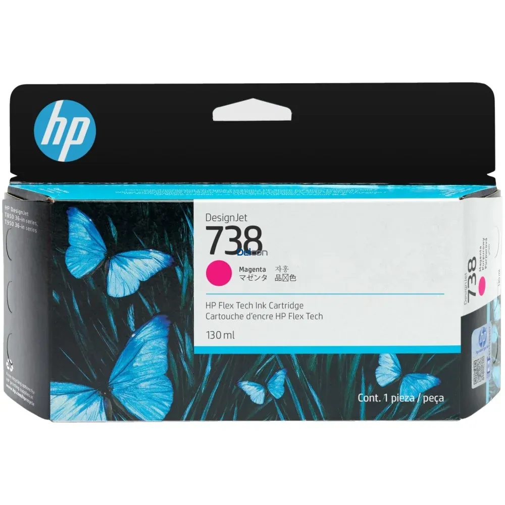 Cartucho De Tinta Hp 498N6A (738) Color Magenta, Para Impresora e Plotter Multifunción Hp DesignJet T850 / T950 MFP Series, Contenido 130 Mililitros.