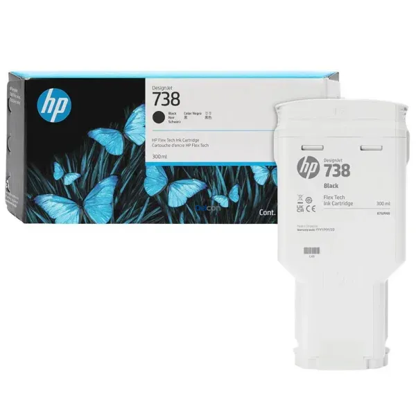 Cartucho De Tinta Hp 498N8A (738) Color Negro, Para Impresora e Plotter Multifunción Hp DesignJet T850 / T950 MFP Series, Contenido 300 Mililitros.