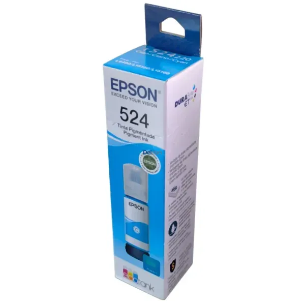 Botella De Tinta Epson T524220-AL [T524] Color Cyan, Compatible Con Impresoras Epson EcoTank L15150 / L15160, Rendimiento 6.000 Páginas.