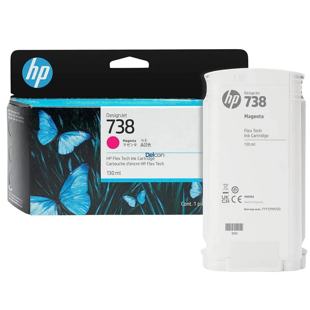 Cartucho De Tinta Hp 498N6A (738) Color Magenta, Para Impresora e Plotter Multifunción Hp DesignJet T850 / T950 MFP Series, Contenido 130 Mililitros.