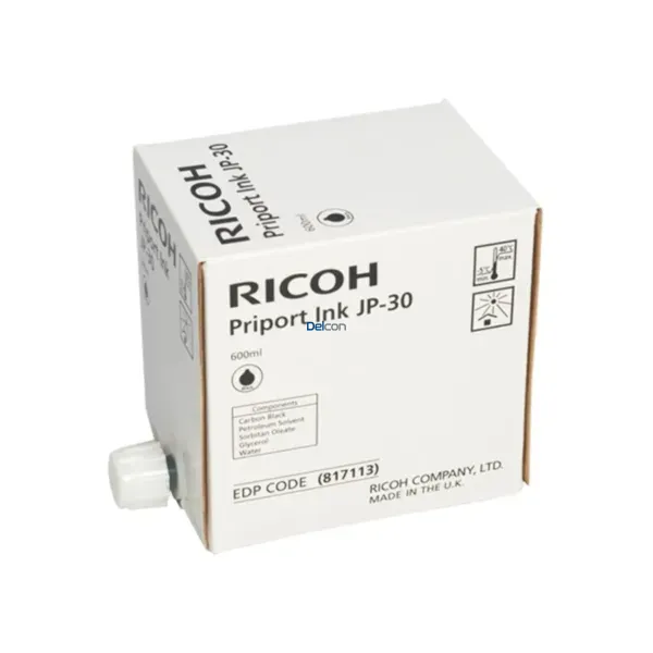 Cartucho De Tinta Ricoh 817113 JP-30 Black, Para Duplicadora Ricoh DD 3334 / DX3343 / DX3440 / JP1235 / JP3000, Contenido 600ml.