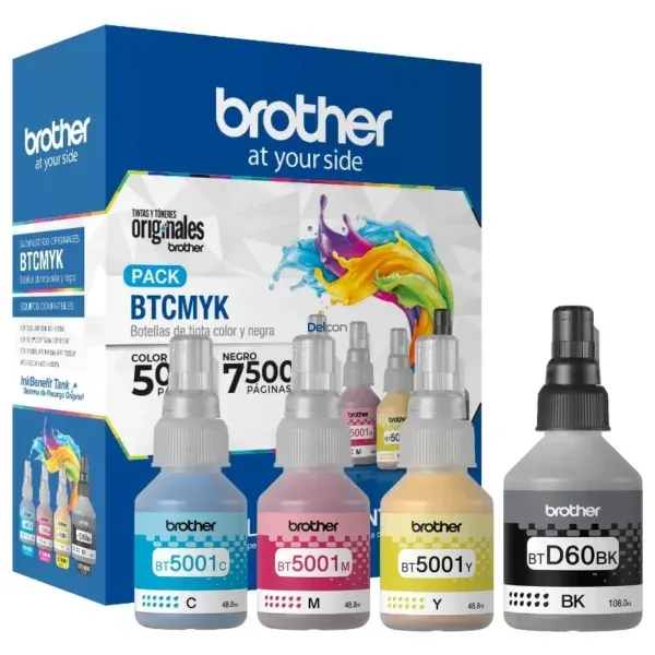 Tinta Brother BTD60BK | BT5001C | BT5001M | BT5001Y Color Negro Cyan Magenta Amarillo. Para Impresora Brother HL-T4000DW / T420W-V / T426W / T4500DW.