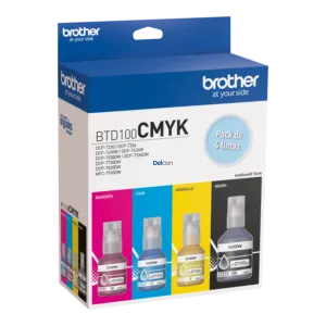 Tinta Brother BTD100CL-3PK & BTD100BK, Para Brother DCP-T230 / DCP-T430W / DCP-T530DW / DCP-T730DW / MFC-T930DW Color Negro Cyan Magenta Amarillo.