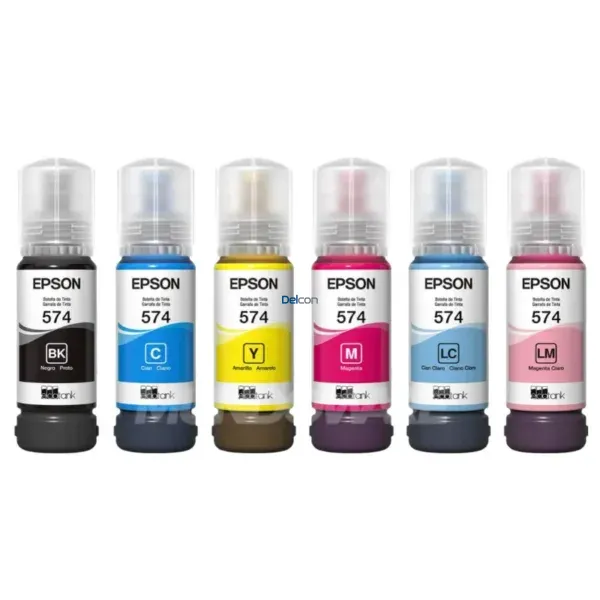 Botellas De Tinta Epson 574 EcoTank L8050 / L18050 Color Negro / Cyan / Magenta / Amarillo / Cian Claro / Claro Magenta