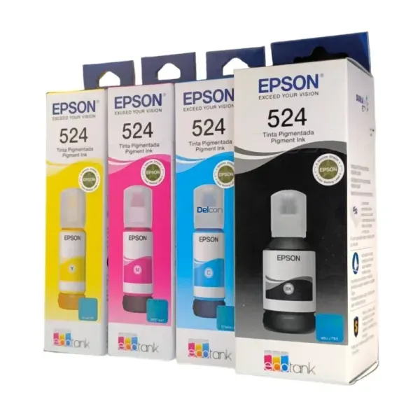 Botellas De Tinta Epson T524 [T524120-AL] [T524220-AL] [T524320-AL] [T524420-AL] Para Epson EcoTank L15150 / L15160, Color Negro Cyan Magenta Amarillo.