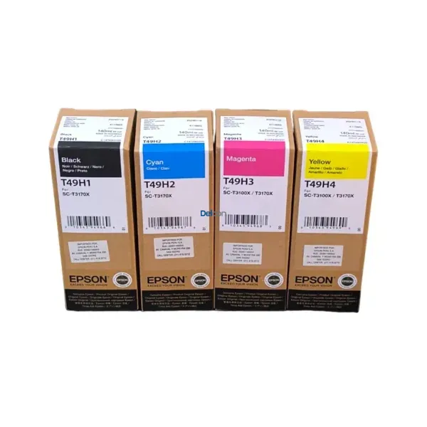 Pack De Tintas Epson T49H (T49H1|T49H2|T49H3|T49H4) Para Impresora e Plotter Epson SureColor SC-T3100X / SC-T3170X, Color Negro Cyan Magenta Amarillo.