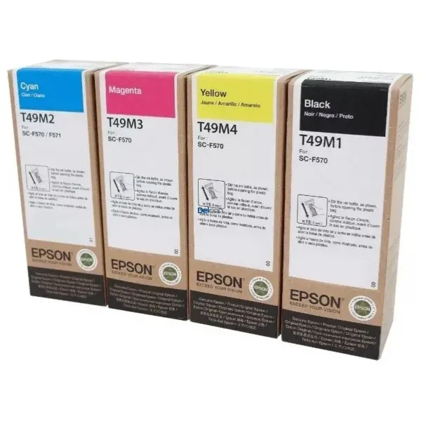 Pack De Tintas Epson T49M1 | T49M2 | T49M3 | T49M4, Para Epson SureColor SC-F170 / SC-F570 / SC-F571, Color Negro Cyan Magenta Amarillo.