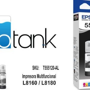 Tinta Epson T555120-AL [555] (PB) Color Negro Fotografico, Para Impresoras Fotográficas Epson EcoTank L8160 / L8180, Rendimiento 6.200 Páginas.