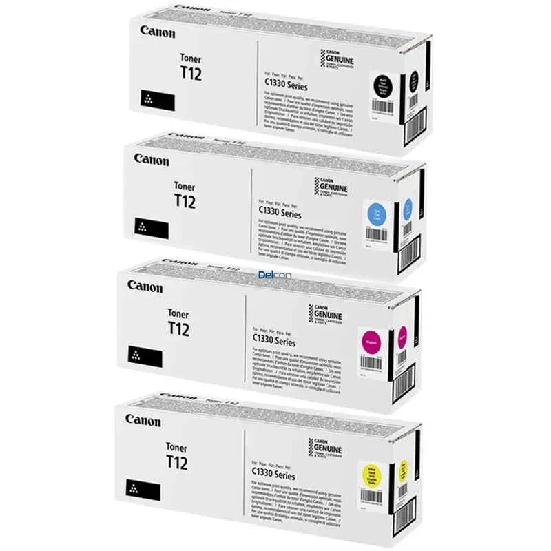 Cartuchos De Toner Canon T12 i-SENSYS X C1300 / C1333P / C1333 / C1333i / C1333iF Color Negro Cyan Magenta Amarillo
