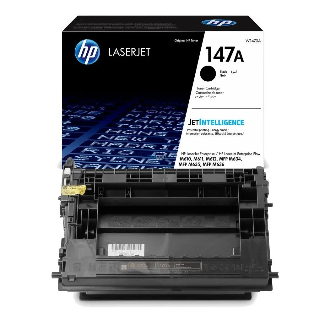Toner Hp 147A W1470A Black, Para Impresoras Hp LaserJet Enterprise M611dn / M611x / M612dn / MFP M635fht / M636fh / M636z, Rendimiento 10.500 Páginas.
