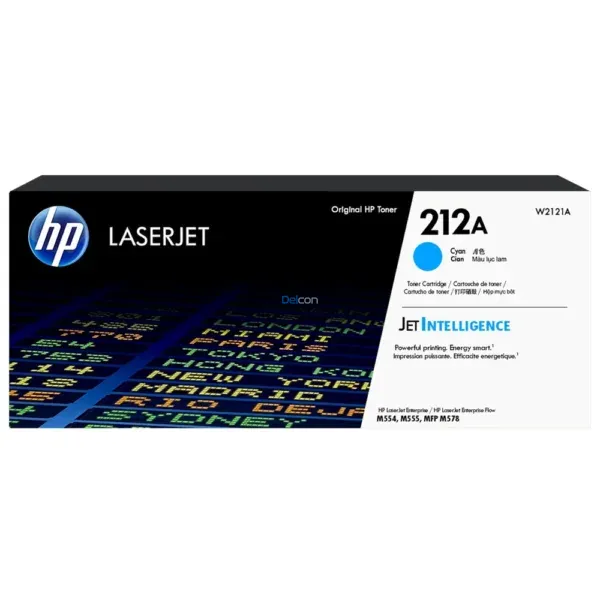 Toner Hp W2121A [212A] Cyan, Para Impresoras Hp Color Laserjet Enterprise Flow MFP M554dn / M555dn / M555x / M578c / M578dn, Rendimiento 4.500 Páginas.