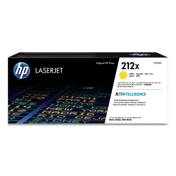 Toner Hp W2122X [212X] Amarillo, Para Hp Color Laserjet Enterprise Flow MFP M554dn / M555dn / M555x / M578dn / M578c, Rendimiento 10.000 Páginas.