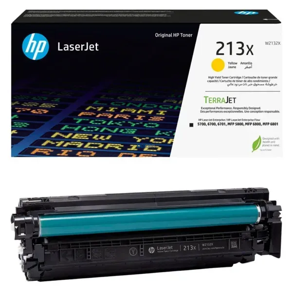 Toner Hp W2132X [213X] Amarillo, Para Impresoras Hp Color LaserJet Enterprise 5700dn / 6700dn / 6701dn / MFP 5800dn / 6800dn, Rendimiento 6.000 Páginas.