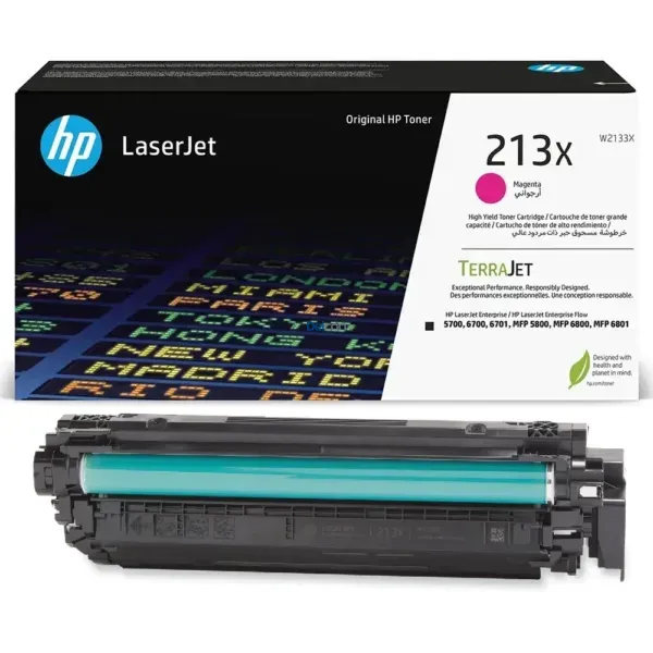 Toner Hp W2133X [213X] Magenta, Para Impresoras Hp Color LaserJet Enterprise 5700dn / 6700dn / 6701dn / MFP 5800dn / 6800dn, Rendimiento 6.000 Páginas.