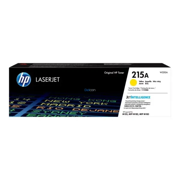Cartucho De Toner Hp W2312A [215A] Color Amarillo, Para Impresoras Hp Color Laserjet Pro M155nw / M182nw / M183fw, Rendimiento 850 Páginas.
