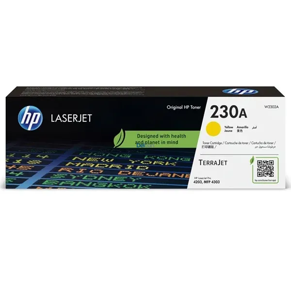 toner-hp-230a-w2302a-laserjet-pro-4203dw-mfp 4303fdw-color-amarillo-original Toner Hp W2302A 230A Color Amarillo, Compatible Con Impresoras HP Color LaserJet Pro 4203dw / Pro MFP 4303fdw. Rendimiento 1.800 Páginas.