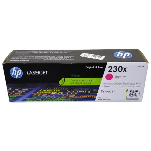 Toner Hp W2303X 230X Color Magenta, Compatible Con Impresoras Hp Color LaserJet Pro 4203dw / Pro MFP 4303fdw. Rendimiento 5.500 Páginas.