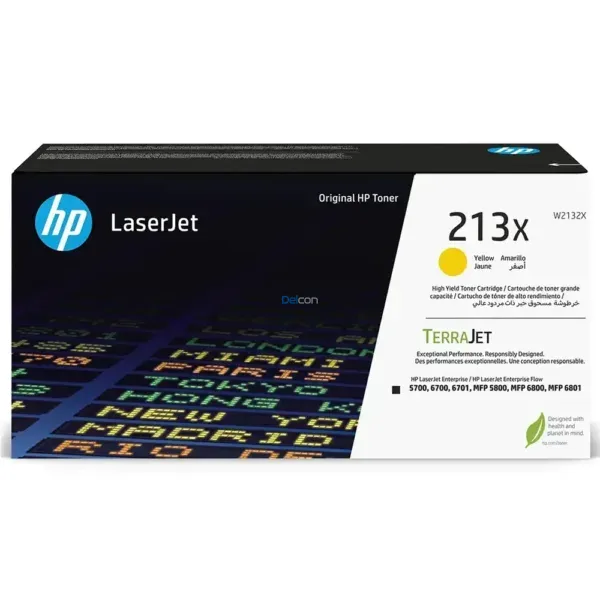 Toner Hp W2132X [213X] Amarillo, Para Impresoras Hp Color LaserJet Enterprise 5700dn / 6700dn / 6701dn / MFP 5800dn / 6800dn, Rendimiento 6.000 Páginas.