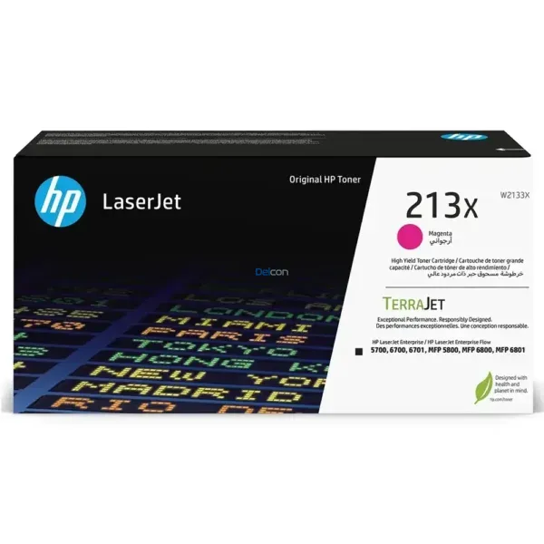 Toner Hp W2133X [213X] Magenta, Para Impresoras Hp Color LaserJet Enterprise 5700dn / 6700dn / 6701dn / MFP 5800dn / 6800dn, Rendimiento 6.000 Páginas.