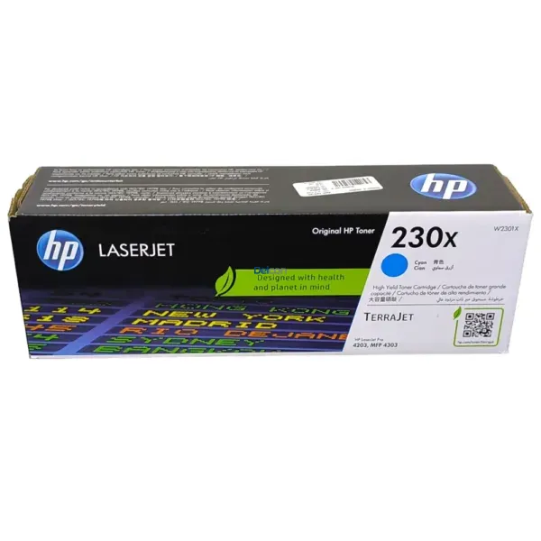 Toner Hp W2301X 230X Color Cyan, Compatible Con Impresoras Hp Color LaserJet Pro 4203dw / Pro MFP 4303fdw. Rendimiento 5.500 Páginas.