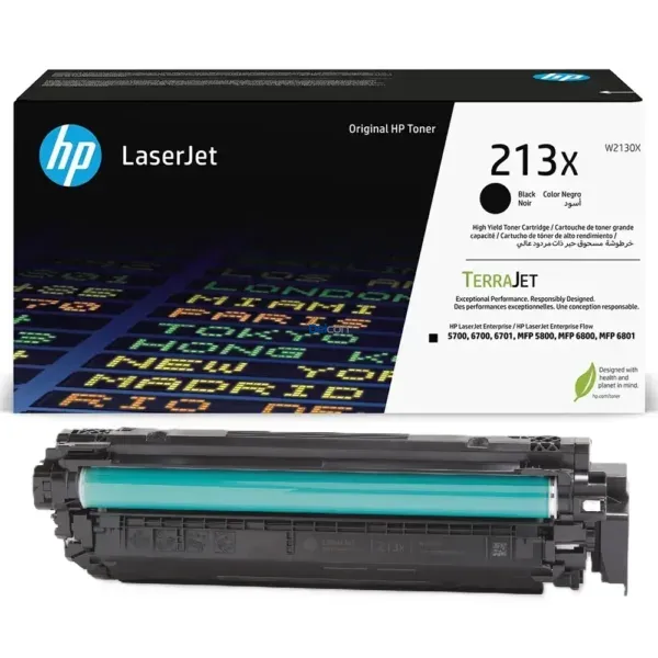 Toner Hp W2130X [213X] Negro, Para Impresoras Hp Color LaserJet Enterprise 5700dn / 6700dn / 6701dn / MFP 5800dn / 6800dn, Rendimiento 9.000 Páginas.