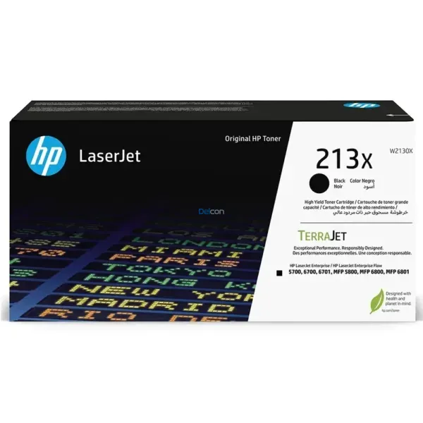 Toner Hp W2130X [213X] Negro, Para Impresoras Hp Color LaserJet Enterprise 5700dn / 6700dn / 6701dn / MFP 5800dn / 6800dn, Rendimiento 9.000 Páginas.