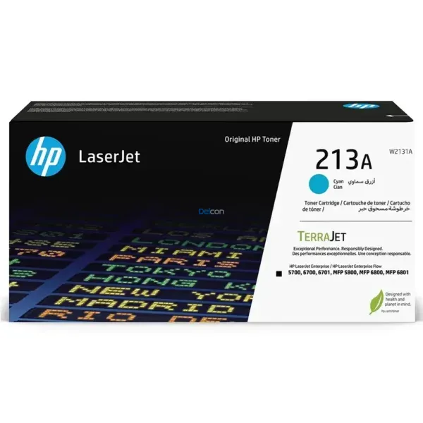 Toner Hp W2131A [213A] Cyan, Para Impresoras Hp Color LaserJet Enterprise 5700dn / 6700dn / 6701dn / MFP 5800dn / 6800dn, Rendimiento 3.000 Páginas.