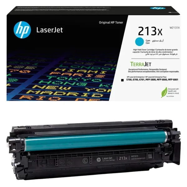 Toner Hp W2131X [213X] Cyan, Para Impresoras Hp Color LaserJet Enterprise 5700dn / 6700dn / 6701dn / MFP 5800dn / 6800dn, Rendimiento 6.000 Páginas.