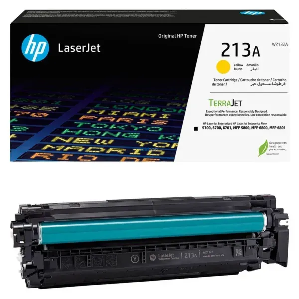 Toner Hp W2132A [213A] Amarillo, Para Impresoras Hp Color LaserJet Enterprise 5700dn / 6700dn / 6701dn / MFP 5800dn / 6800dn, Rendimiento 3.000 Páginas.