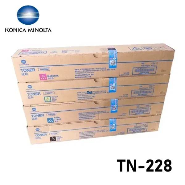 Juego De Toner Konica Minolta TN228 [TN228K] [TN228C] [TN228M] [TN228Y] Bizhub C226i / C266i / C286i, Color Negro Cyan Magenta Amarillo.