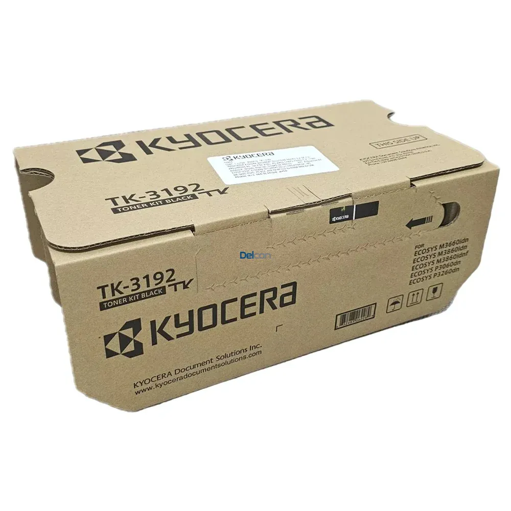 Tóner Kyocera TK-3192 Black, Para Impresoras Kyocera Ecosys M3660idn / M3860idn / M3860idnf / P3060dn / P3260dn, Rendimiento 25.000 Páginas.